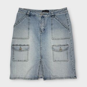 Vintage 90s Y2K Santana Jeans Denim Cargo Skirt